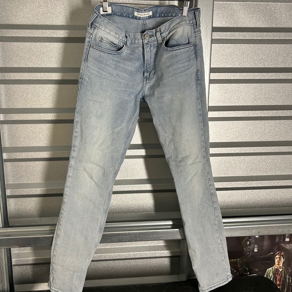 PacSun Skinny Jeans Mens 30x32 Blue Light Wash Denim Streetwear Skater Casual